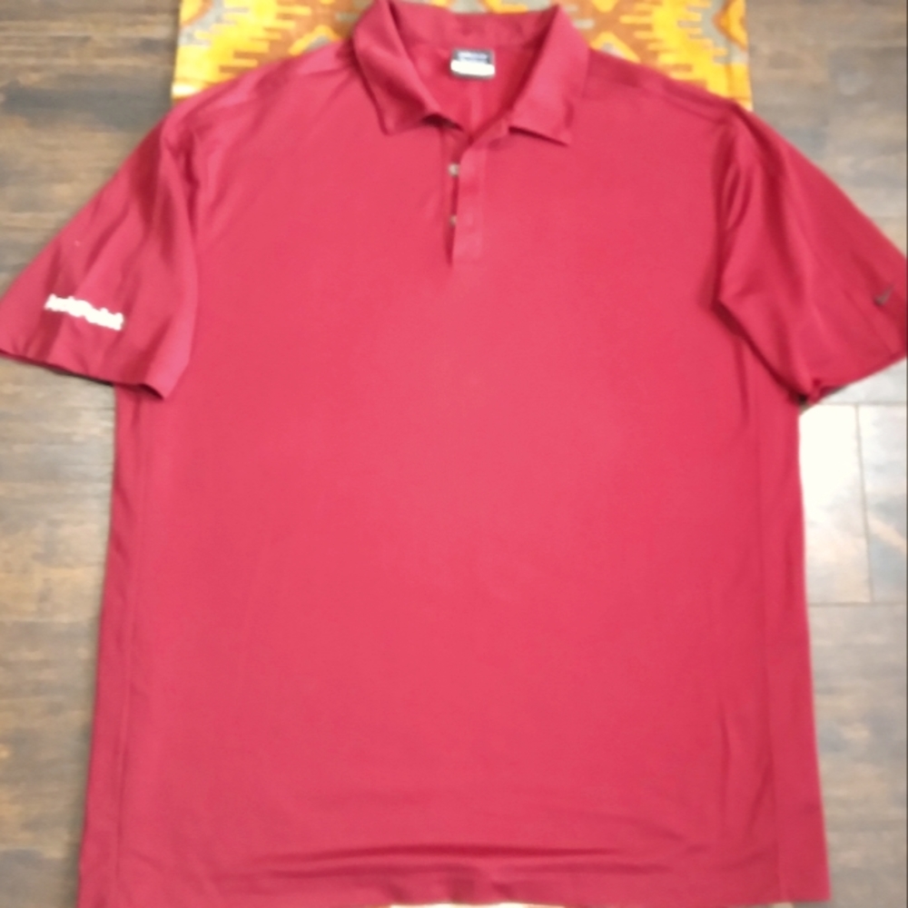 NIKE burgundy wine dri-fit shirt 2X mens embroidered golf polo XXL